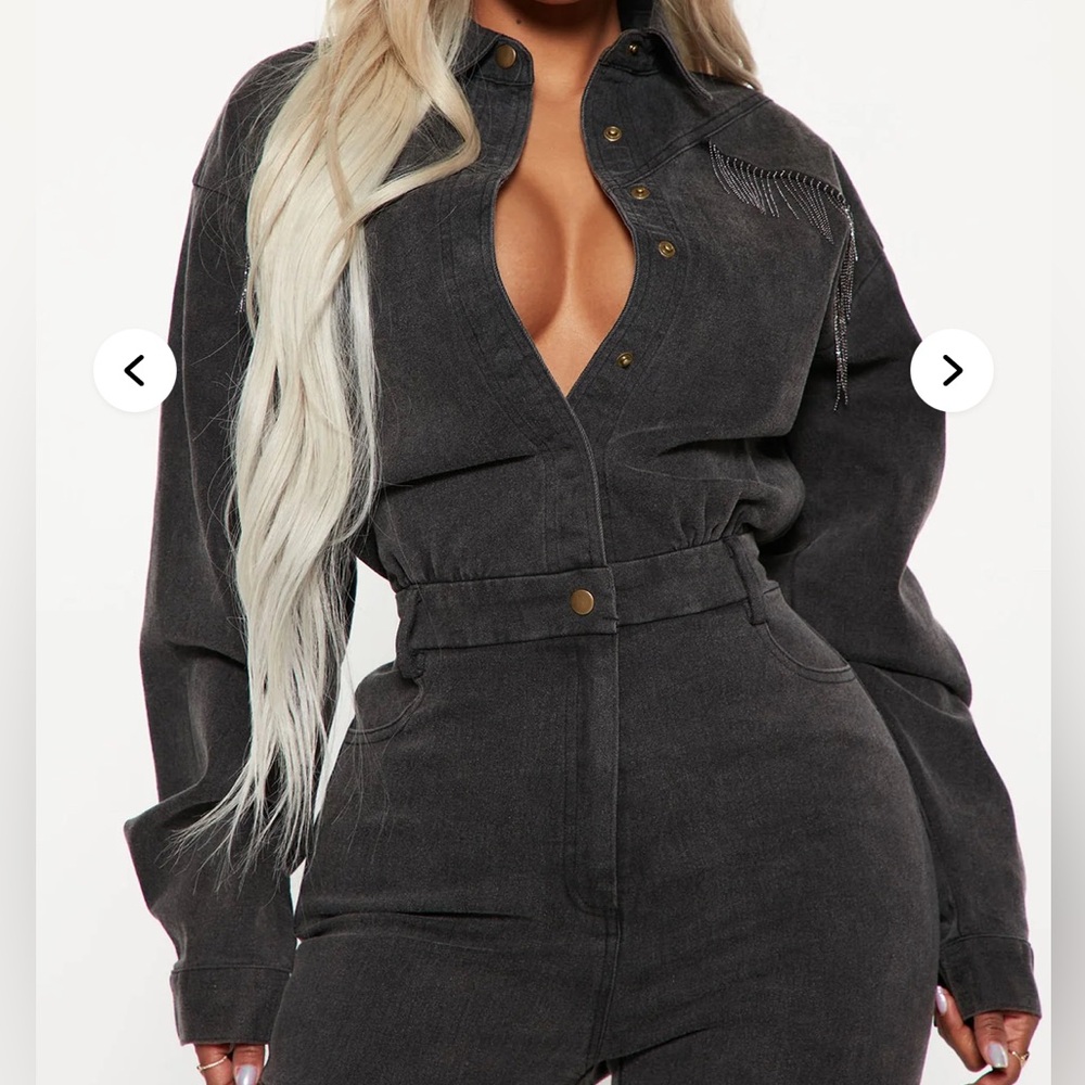Fashion Nova Black Jumpsuit with shingles